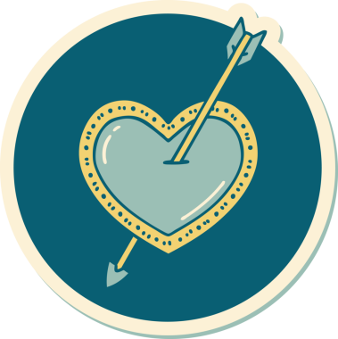 Bir insan tarafından çizilmiş ok ve kalp şeklinde dövme çıkartması.