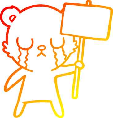 Bir insan tarafından çizilmiş işaretli ağlayan çizgi film ayısının sıcak çizgi çizimi