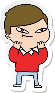 Bir insan tarafından çizilmiş bir çizgi film çocuğunun çıkartması.