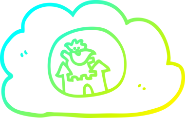 Bir insan tarafından çizilmiş cennetteki çizgi film tanrısının soğuk çizgi çizimi.