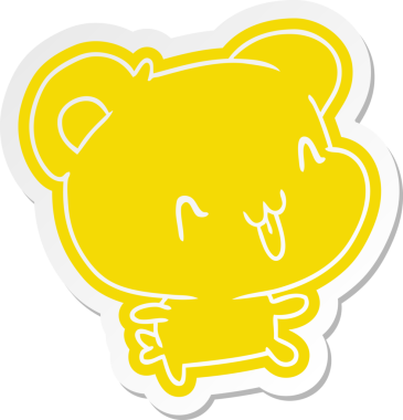 çizgi film çıkartması kawaii bir insan tarafından çizilmiş sevimli mutlu ayı