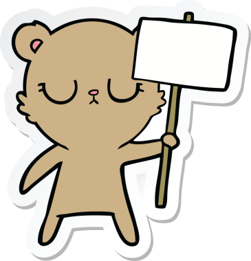 Bir insan tarafından çizilmiş protesto işareti olan barışçıl bir ayı yavrusunun çıkartması.