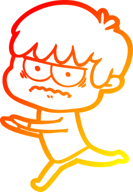 Bir insan tarafından çizilmiş kızgın çizgi film çocuğunun sıcak çizgi çizimi.