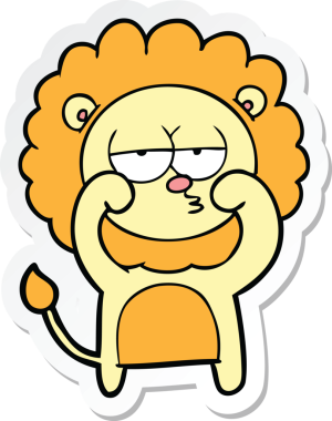 Bir insan tarafından çizilmiş canı sıkkın bir aslanın çıkartması.