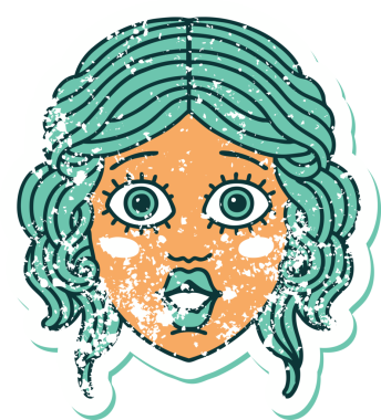 Bir insan tarafından çizilmiş kadın yüzünün sembolik dövmesi.