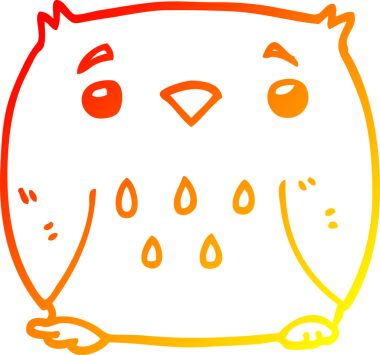 Bir insan tarafından çizilmiş bir baykuşun sıcak çizgi çizimi