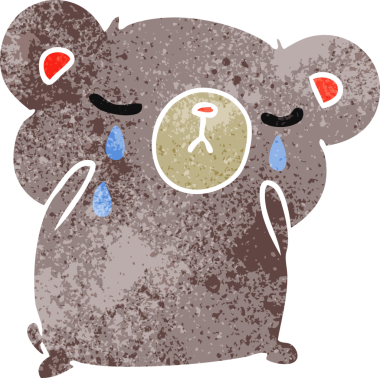 Bir insan tarafından çizilmiş ağlayan şirin bir ayının serbest çizimi.