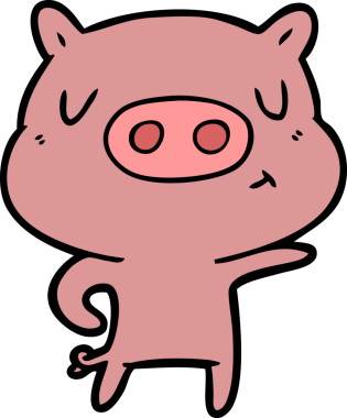 Bir insan tarafından çizilmiş çizgi film domuzu.