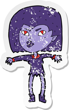 Bir insan tarafından çizilmiş vampir bir kızın gerilimli çıkartması.