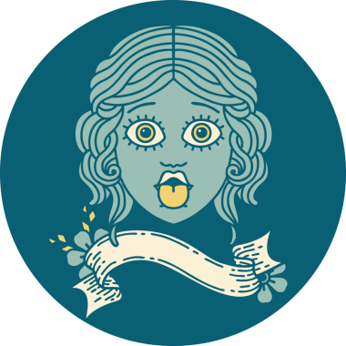 Bir insan tarafından çizilmiş, kadın yüzü dövmesi simgesi.