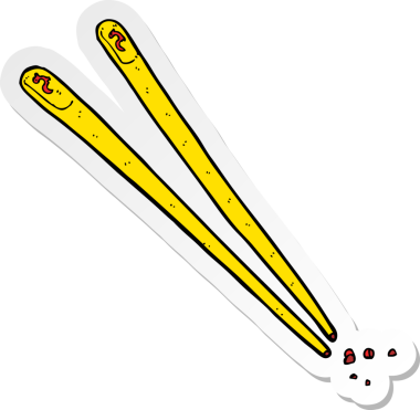 Bir insan tarafından çizilmiş bir yemek çubuğunun çıkartması.