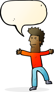 Bir insan tarafından çizilmiş konuşma balonlu bir adam.