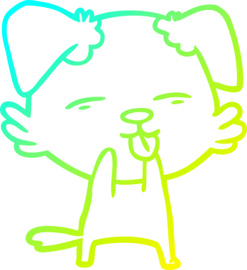 Bir insan tarafından çizilmiş bir çizgi film köpeğinin soğuk çizgi çizimi.