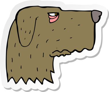 Bir insan tarafından çizilmiş bir köpeğin çıkartması.