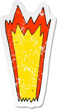 Bir insanın çizdiği karikatür patlamasının gerilimli retro çıkartması.