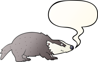 Bir insan tarafından çizilmiş, konuşma baloncuklu çizgi film porsuğu.