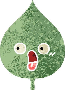 Bir insan tarafından çizilmiş dışavurumsal yaprağın retro çizim tarzı karikatürü