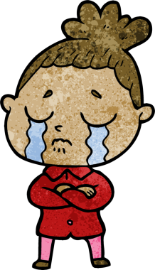 Bir insan tarafından çizilmiş ağlayan kadın çizgi filmi.