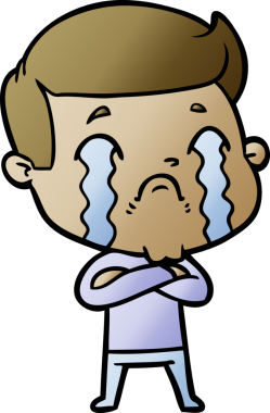 Bir insan tarafından çizilmiş ağlayan çizgi film adamı.