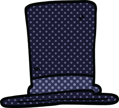 Bir insan tarafından çizilmiş çizgi roman tarzı silindir şapka.