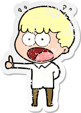 Bir insan tarafından çizilen şok olmuş bir adamın karikatür çıkartması.