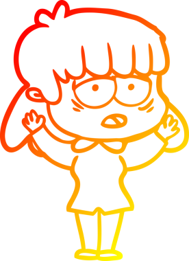 Bir insan tarafından çizilmiş, karikatür çizen, yorgun bir kadın.