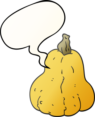 bir insan tarafından çizilmiş yumuşak eğimli baloncuklu çizgi film kabağı