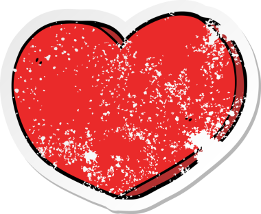 Bir insan tarafından çizilmiş karikatür bir aşk kalbinin hüzünlü çıkartması.