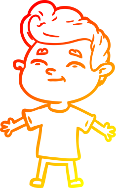 Bir insan tarafından çizilmiş mutlu bir çizgi film karakteri çizimi.