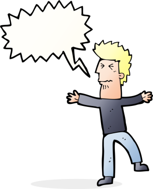 Bir insan tarafından çizilmiş konuşma balonlu bir adam.