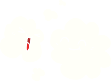 Bir insan tarafından çizilmiş beyaz mutlu bulutlar.