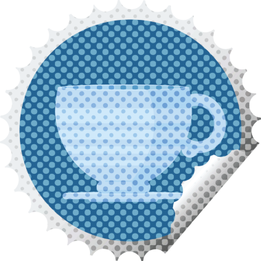 Bir insan tarafından çizilmiş kahve fincanı grafik vektör illüstrasyon etiketi