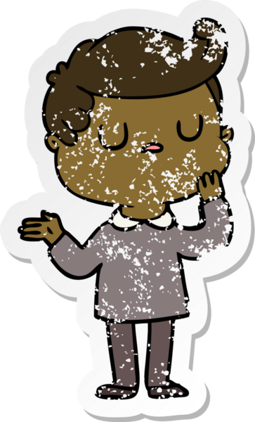 Bir insan tarafından çizilmiş karikatür adamın sıkıntılı çıkartması.