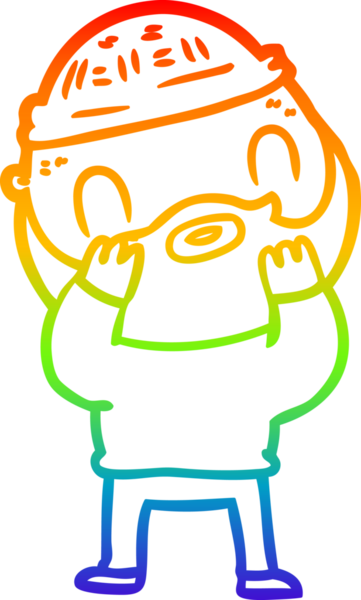 Gökkuşağı gradyan çizgi çizimi bir insan tarafından çizilmiş sakallı bir adamın