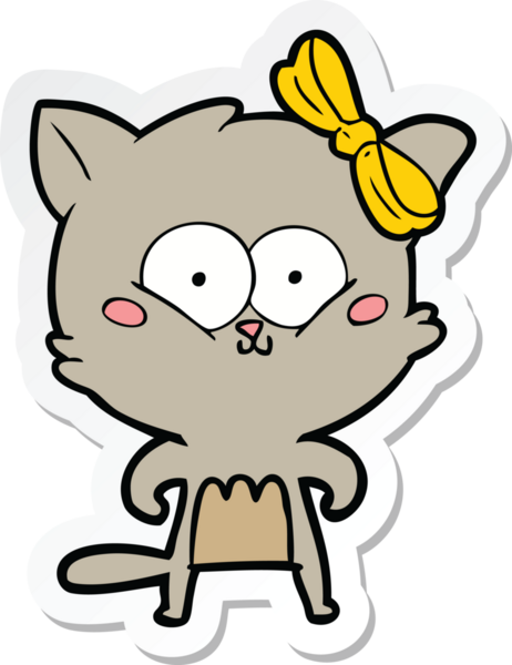 Bir insan tarafından çizilmiş çizgi film kedisinin çıkartması.