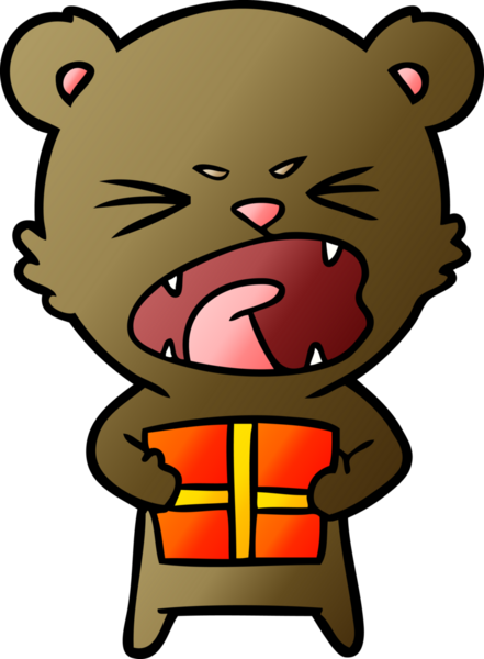 Bir insan tarafından çizilmiş kızgın çizgi film ayısı.