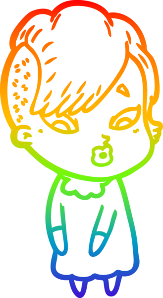 gökkuşağı gradyanı çizimi bir çizgi film kızı şaşırttı bir insan tarafından çizildi