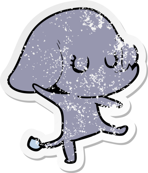 Bir insan tarafından çizilmiş şirin bir filin sıkıntılı çıkartması