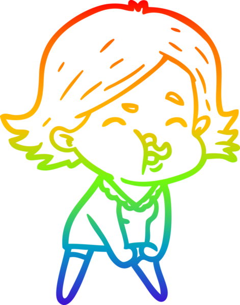 Gökkuşağı gradyan çizgi çizimi Bir insan tarafından çizilen bir kız karikatürü