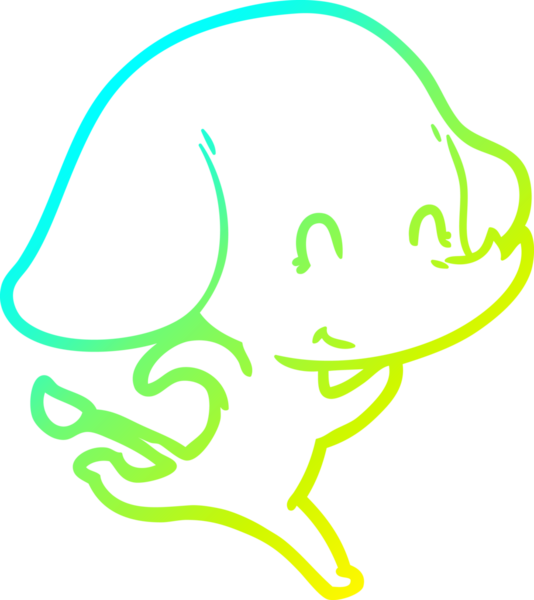 Bir insan tarafından çizilmiş şirin bir filin soğuk gradyan çizgisi