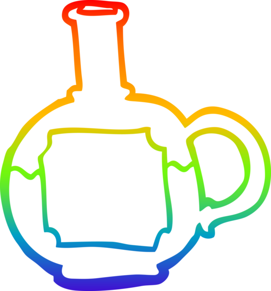 gökkuşağı gradyan çizgi çizimi bir insan tarafından çizilmiş bir yemek şişesi