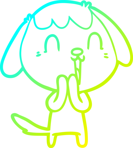 Bir insan tarafından çizilmiş şirin bir çizgi köpeğin soğuk gradyan çizgisi.