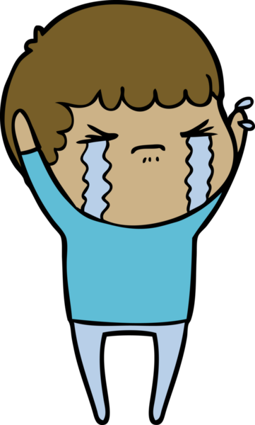 Bir insan tarafından çizilmiş ağlayan çizgi film adamı.