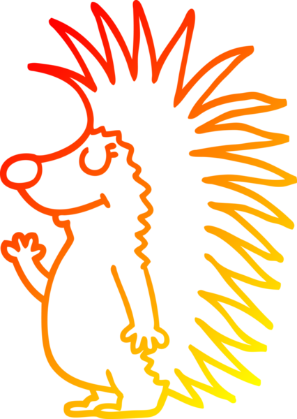 Bir insan tarafından çizilmiş sivri dikenli kirpinin sıcak çizgi çizimi