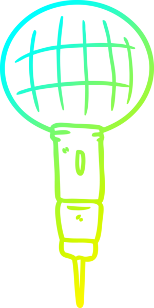 Bir insan tarafından çizilmiş bir çizgi film mikrofonunun soğuk gradyan çizimi