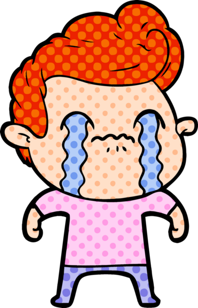 Bir insan tarafından çizilmiş ağlayan çizgi film adamı.