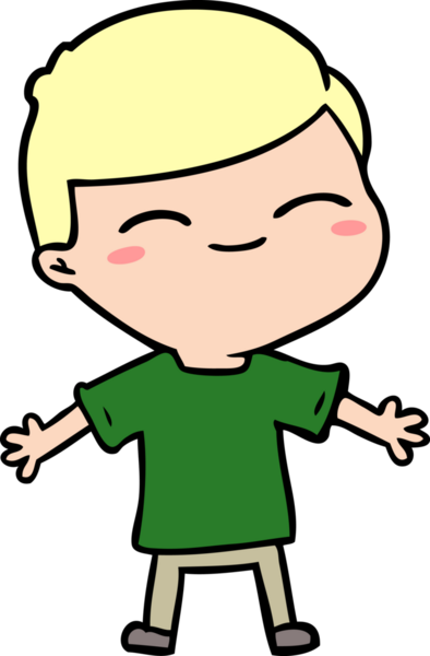 Bir insan tarafından çizilmiş gülümseyen çocuk.