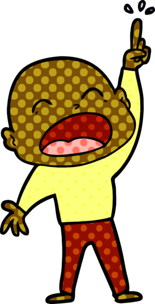 Bir insan tarafından çizilmiş kel adam diye bağıran çizgi film.