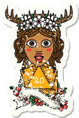 Retro Dövme Tarzı İnsan Druid Bir insan tarafından çizilmiş doğal yirmi zar ile