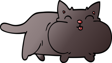 Bir insan tarafından çizilmiş karalama şişman kedi.